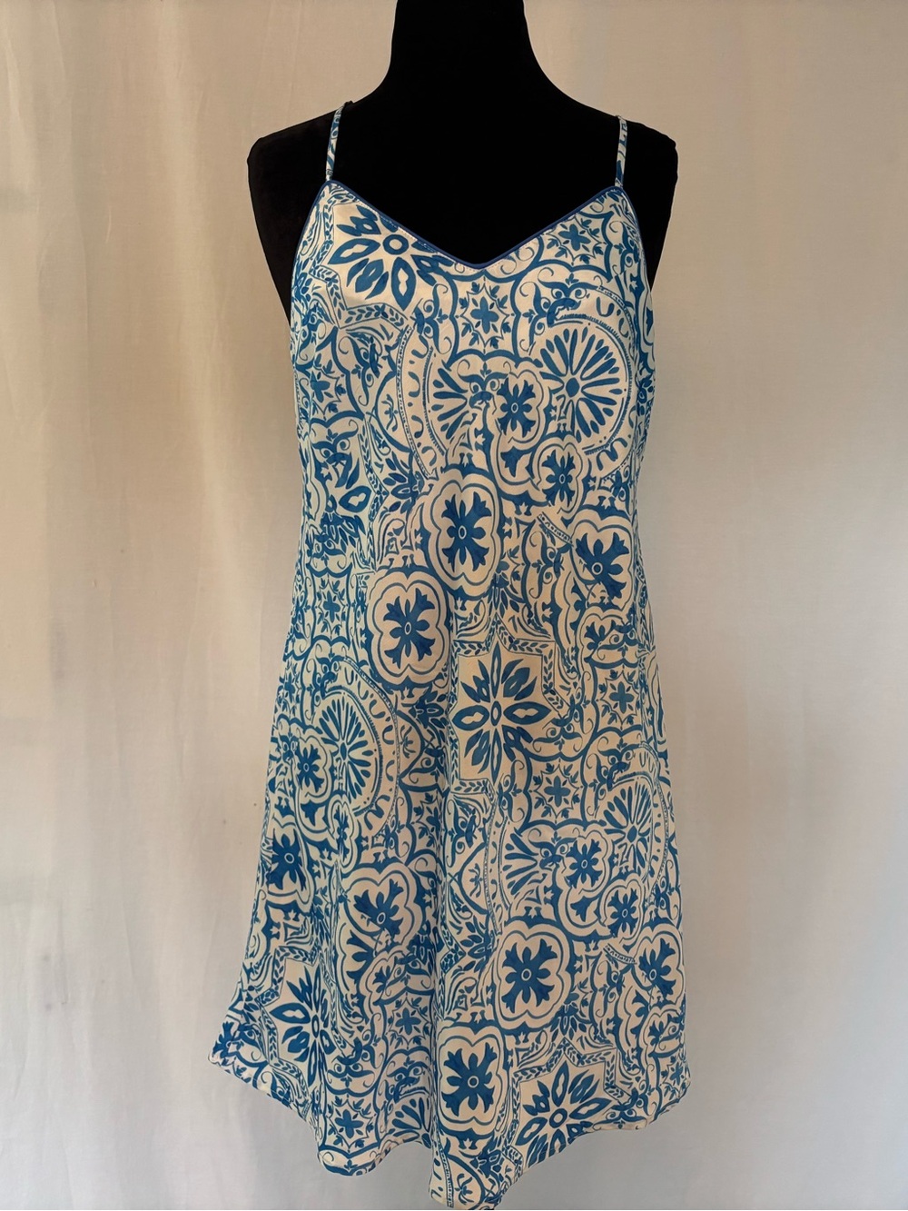 Mediterranean Tile Print Y2K Slip Dress Amalfi Coast Grandmother Resort Med
